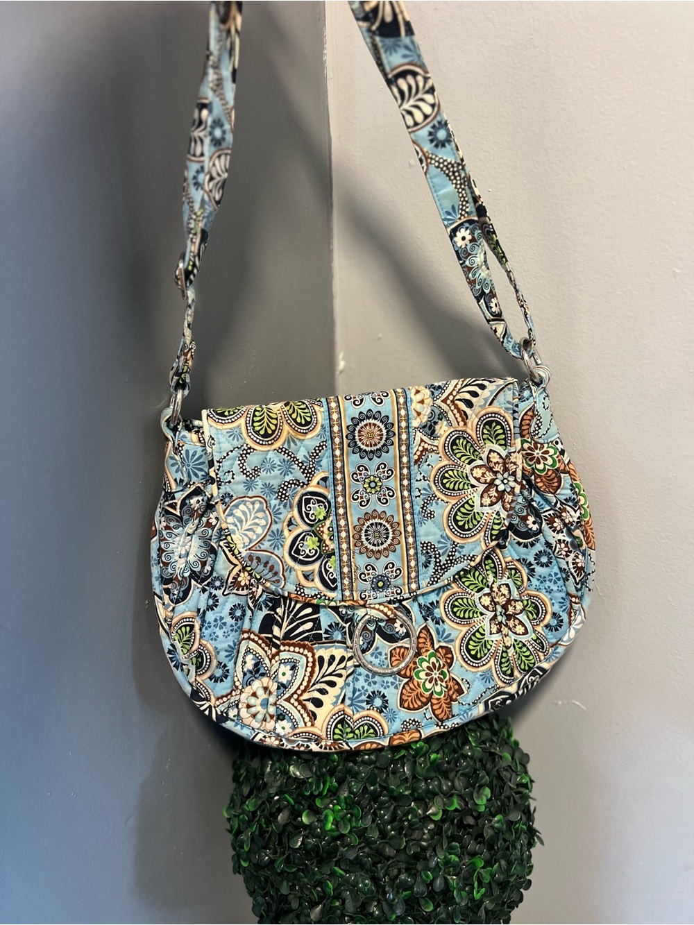 Vera Bradley Saddle Up Bali Blue Crossbody Shoulder Bag Floral Magnetic Flap M - Picture 16 of 16